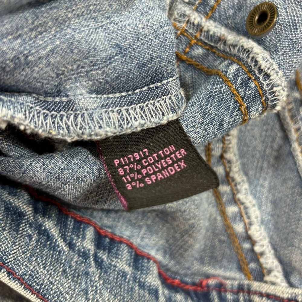 Younique Cropped Denim Jacket Junior Large Y2K Sandblasted Faded Vintage y2k - Picture 5 of 6
